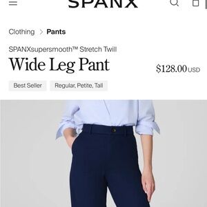 SPANX Supersmooth Navy Wide Leg Pants size Large